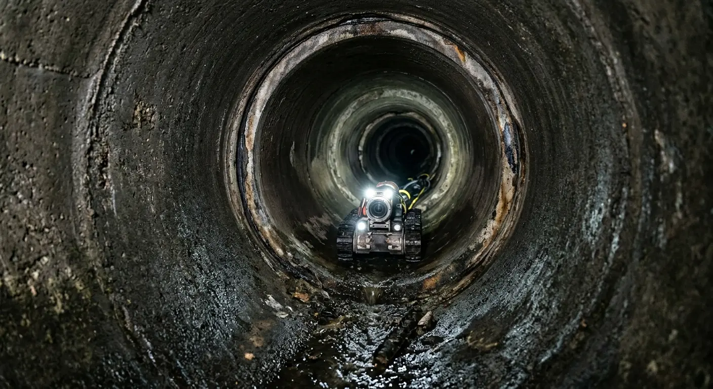 Robotic sewer camera inspecting pipe interior for Sewer Line Repair in La Plata